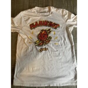 Cheetos Shirt Mens Medium White Beige Flamin Hot Short Sleeve‎ Casual Snack Tee